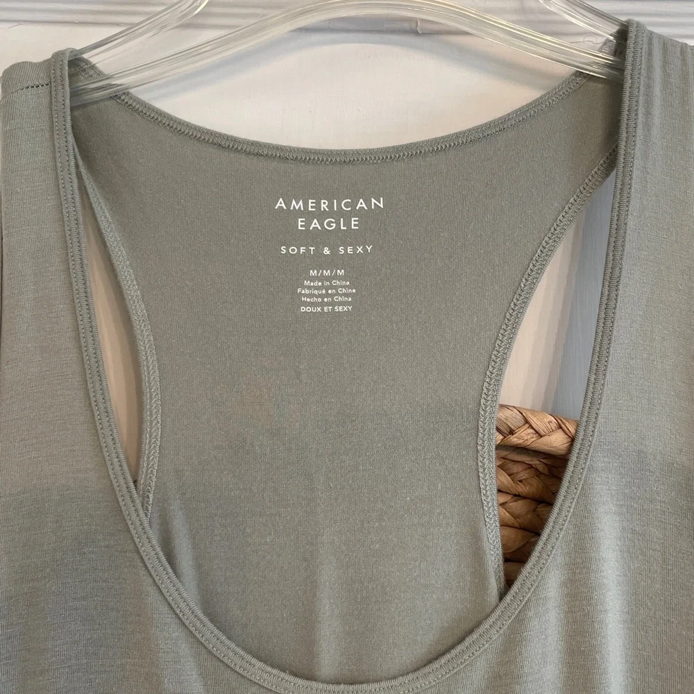 American Eagle Outfitters Olive Green Racerback Tank Top - Picture 2 of 4